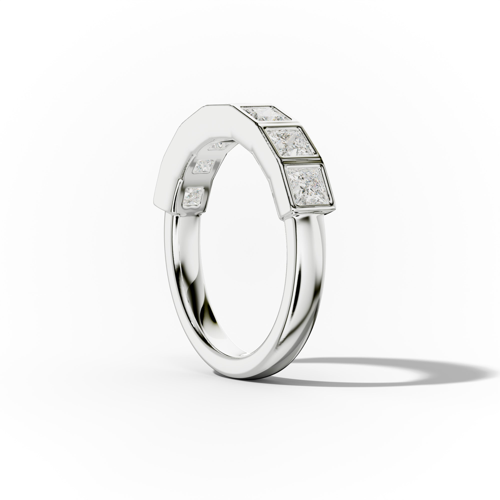 1.0 Carat Bezel Set Princess Cut Diamond Half Eternity Band